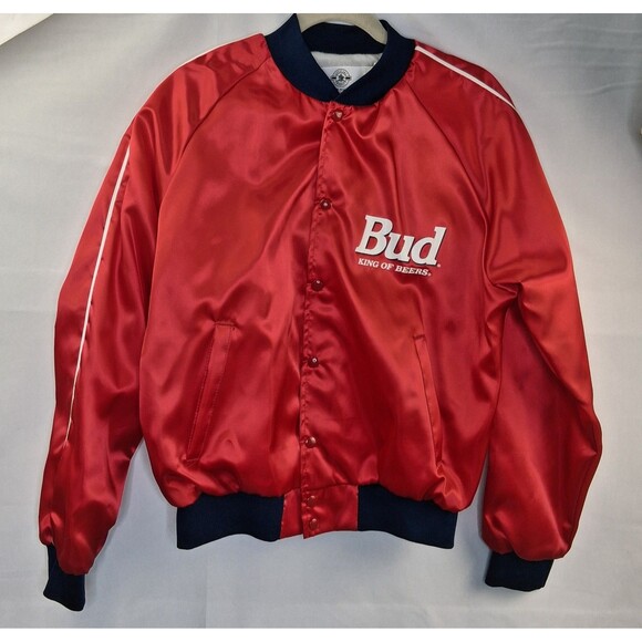 Vintage Satin Budweiser King of Beers Jacket Size L Excellent Condition - Picture 1 of 16